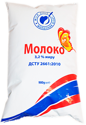 Молоко пастеризоване питне 3,2% жиру Молочний Візит, 900г